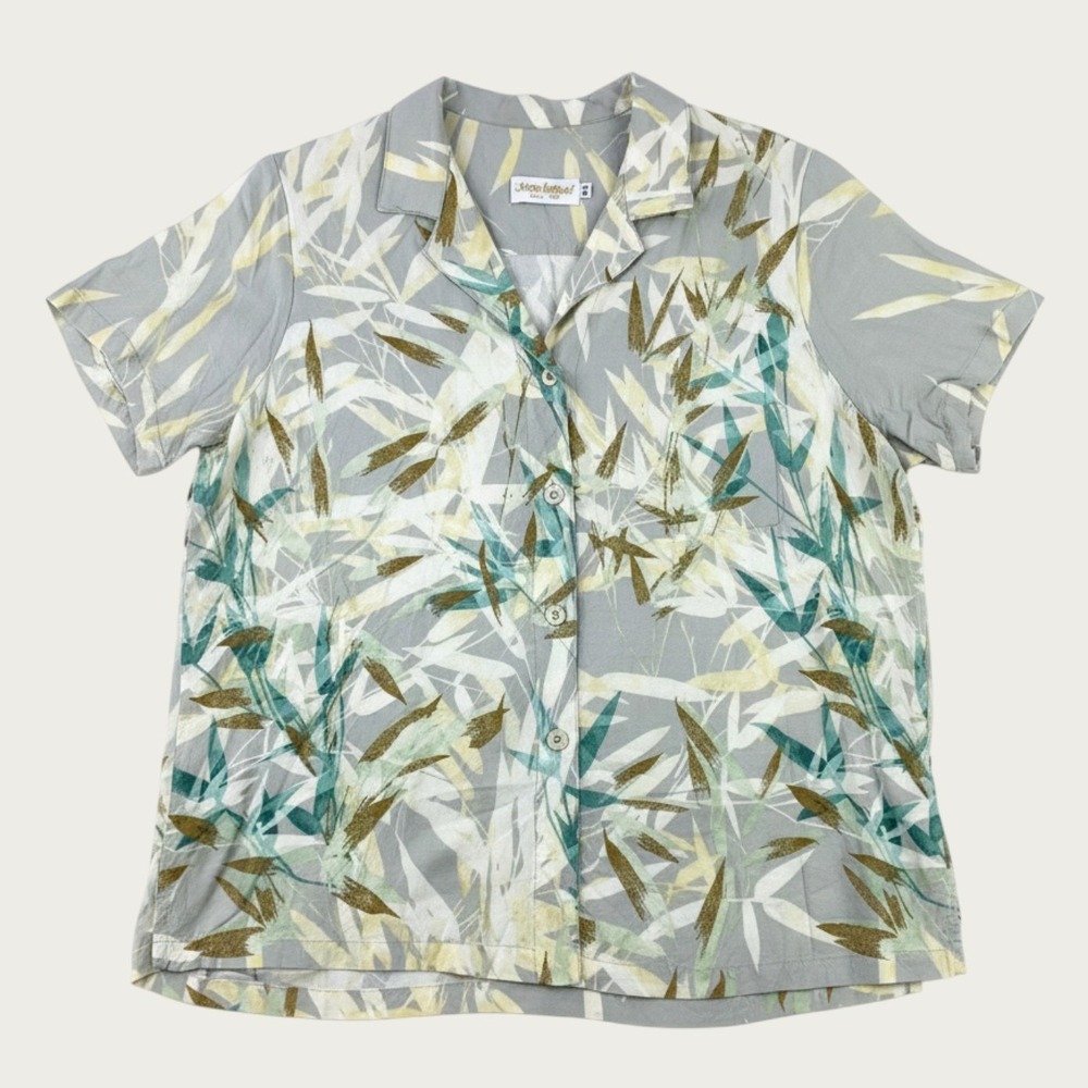 Vintage Jams World Aloha Camp Shirt Womens XL Bamboo Tropical Hawaiian Rayon 80s